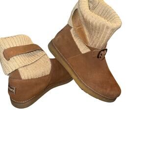 Skechers J’adore Boots Knit Fold Down Chestnut Brown Suede Womens Size 10